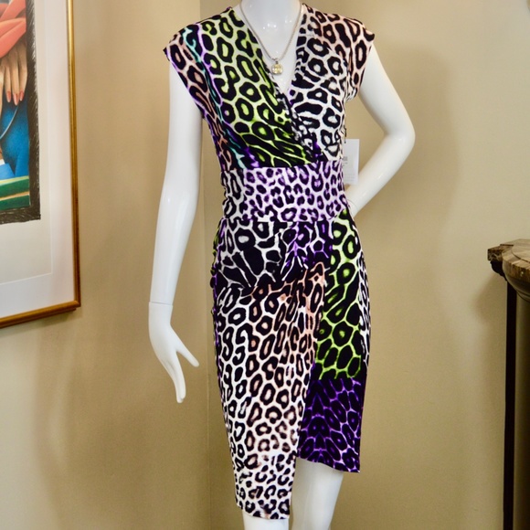 🆕🏷️ Multicolor animal print asymmetrical dress. by Roberto Cavalli - Picture 11 of 15